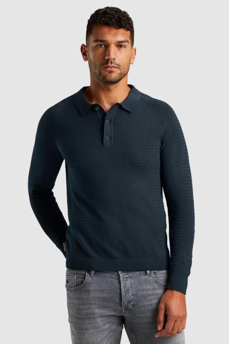 Cast Iron long sleeve polo cotton modal